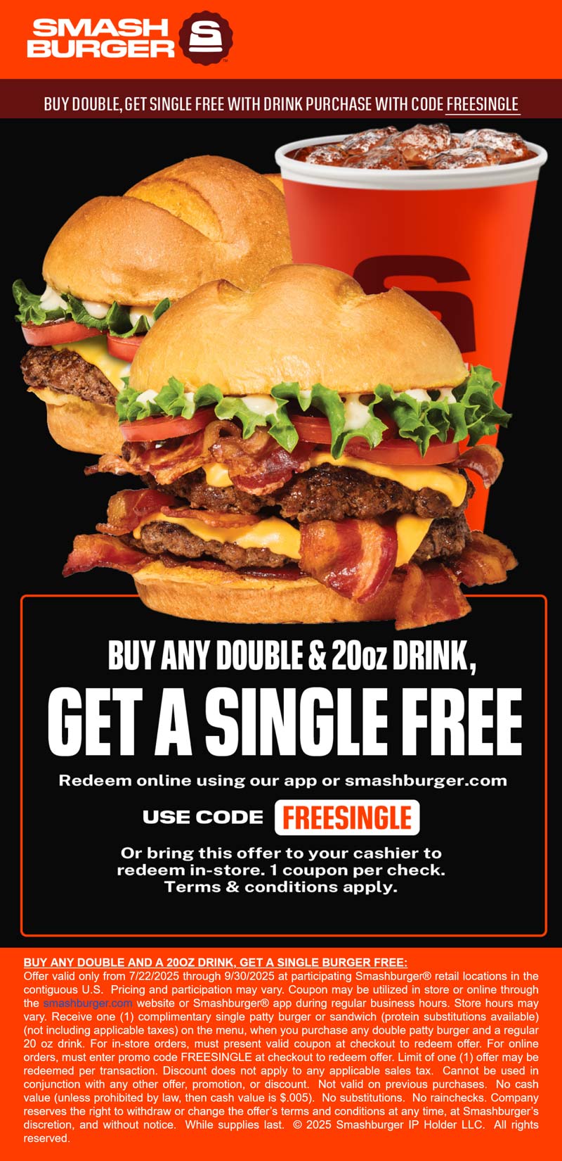 Smashburger coupons & promo code for August 2025