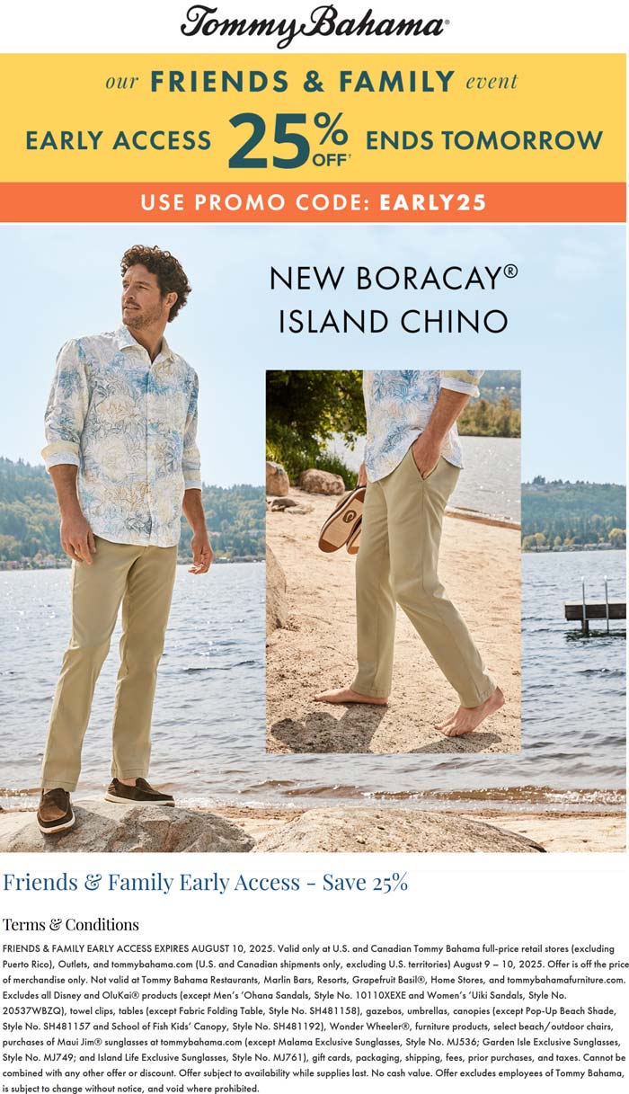 Tommy Bahama coupons & promo code for August 2025
