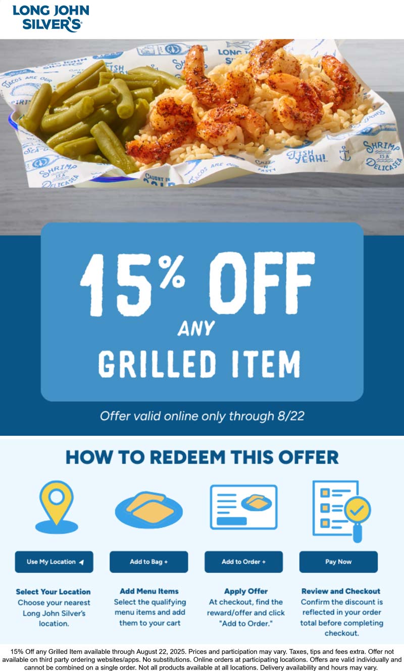 Long John Silvers coupons & promo code for August 2025