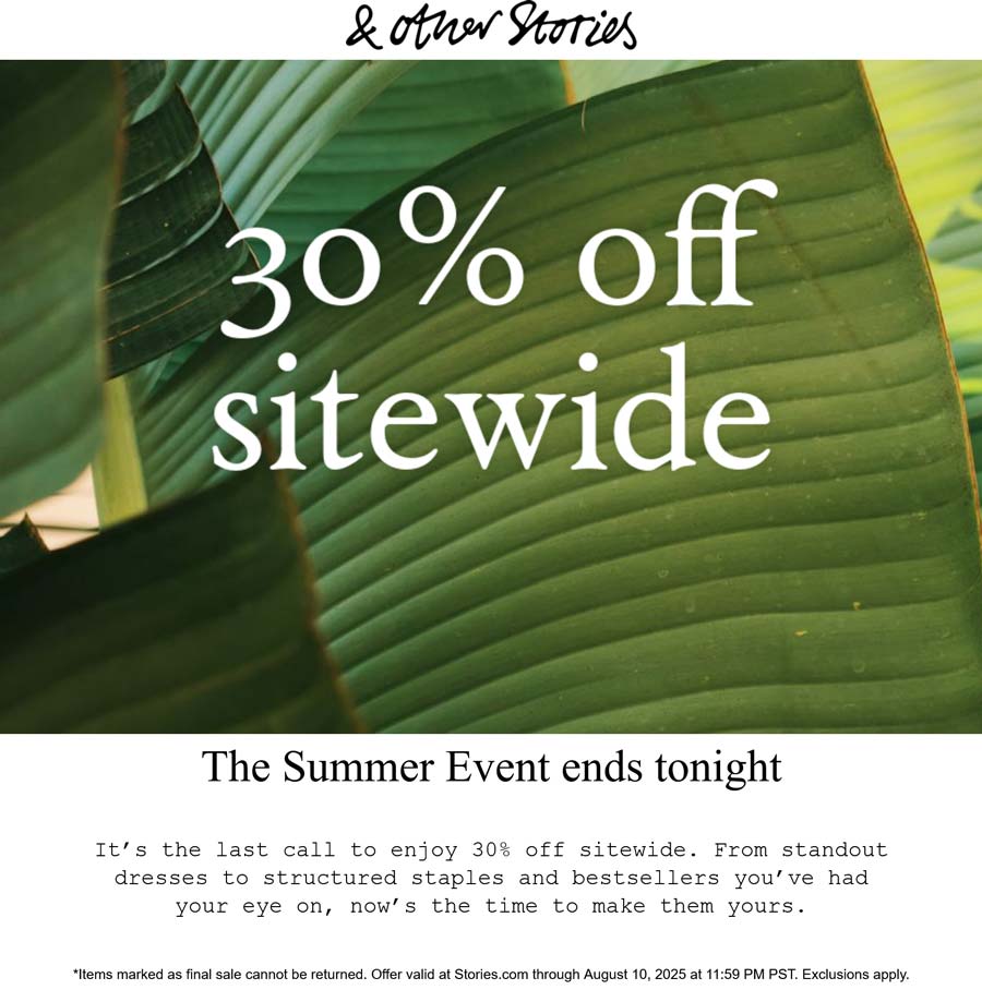 & Other Stories stores Coupon  30% off everything online today at & Other Stories #otherstories 