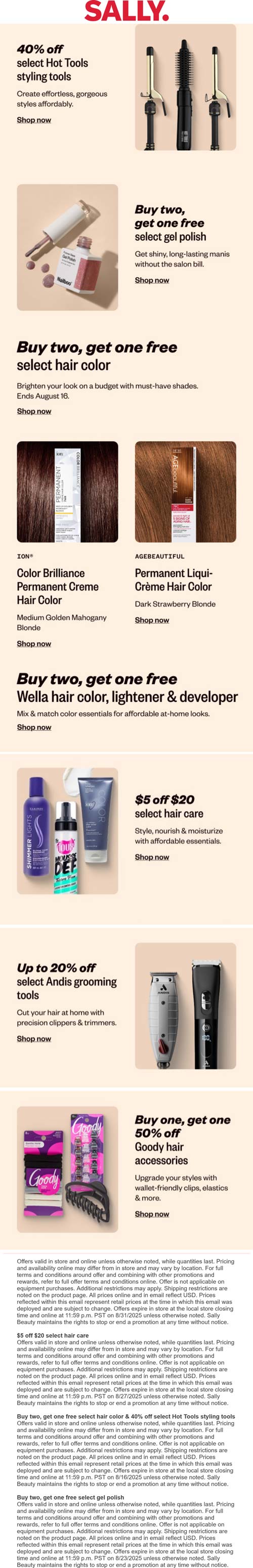 Sally Beauty stores Coupon  3rd hair color, nail polish free & more at Sally Beauty #sallybeauty 