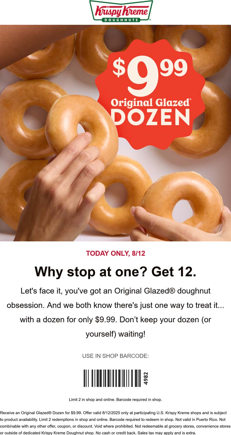 Krispy Kreme coupons & promo code for August 2025