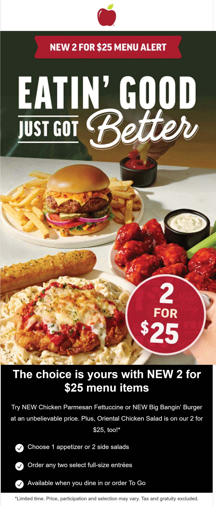 Applebees coupons & promo code for August 2025