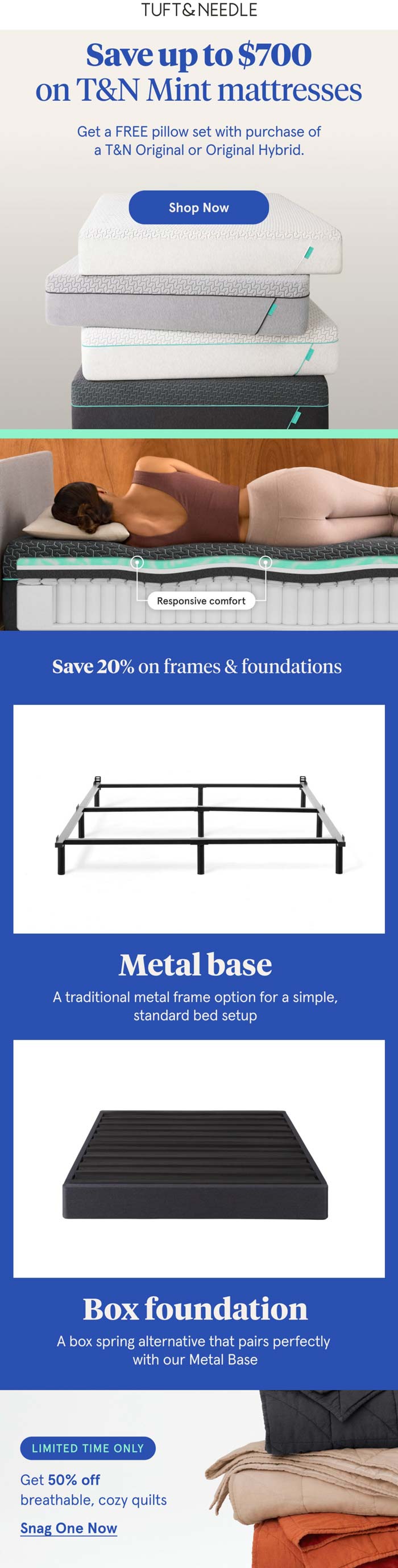Tuft & Needle stores Coupon  20% off frames, free pillow set with mattress & more at Tuft & Needle #tuftneedle 
