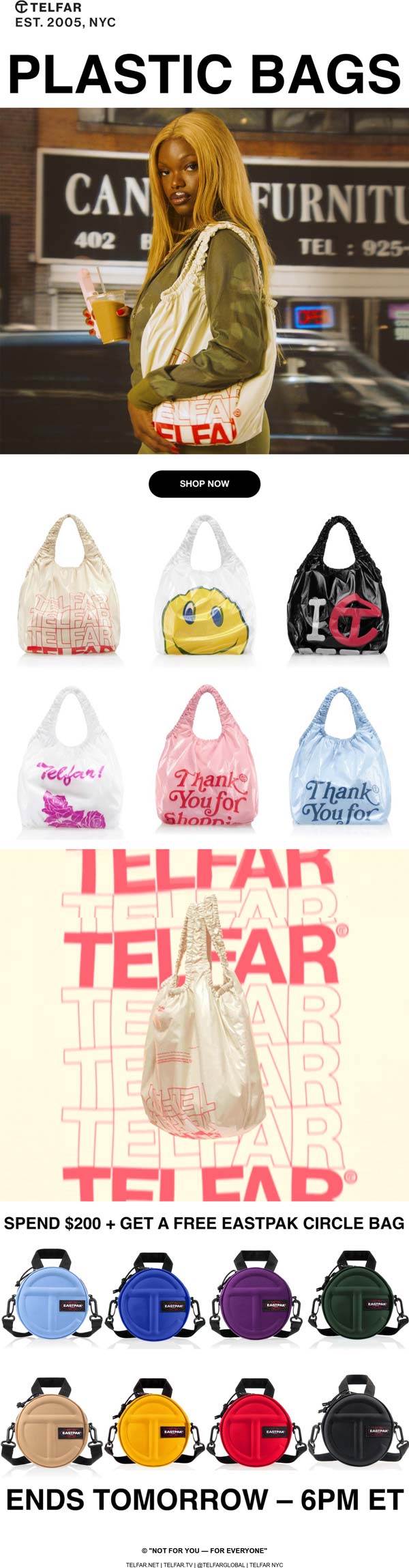 Telfar stores Coupon  Free bag on $200 at Telfar #telfar 