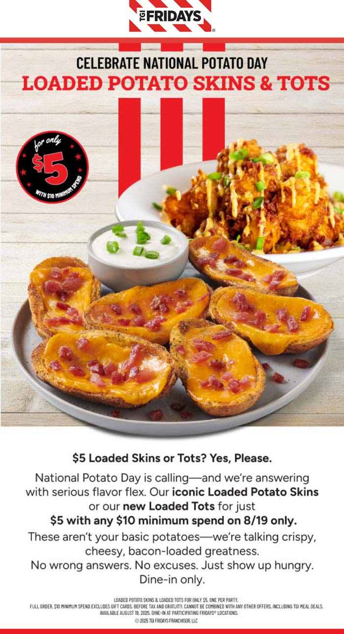 TGI Fridays coupons & promo code for August 2025