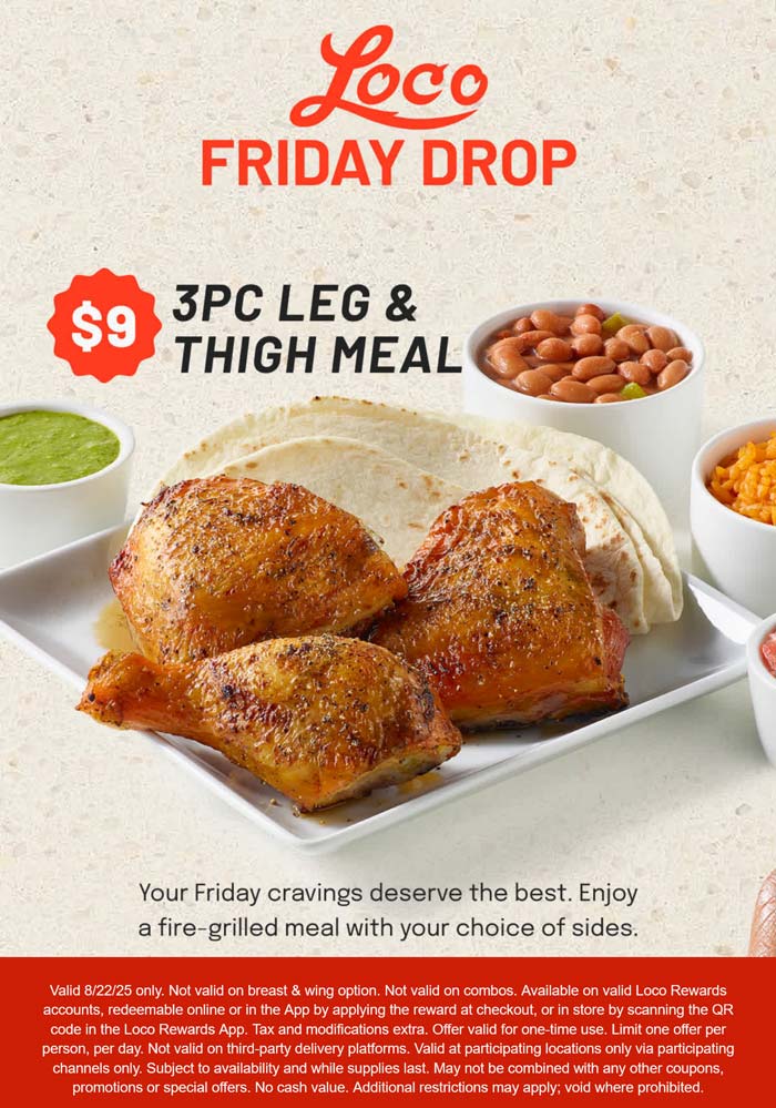 Pollo Loco restaurants Coupon  3pc chicken meal = $9 today at Pollo Loco #polloloco 