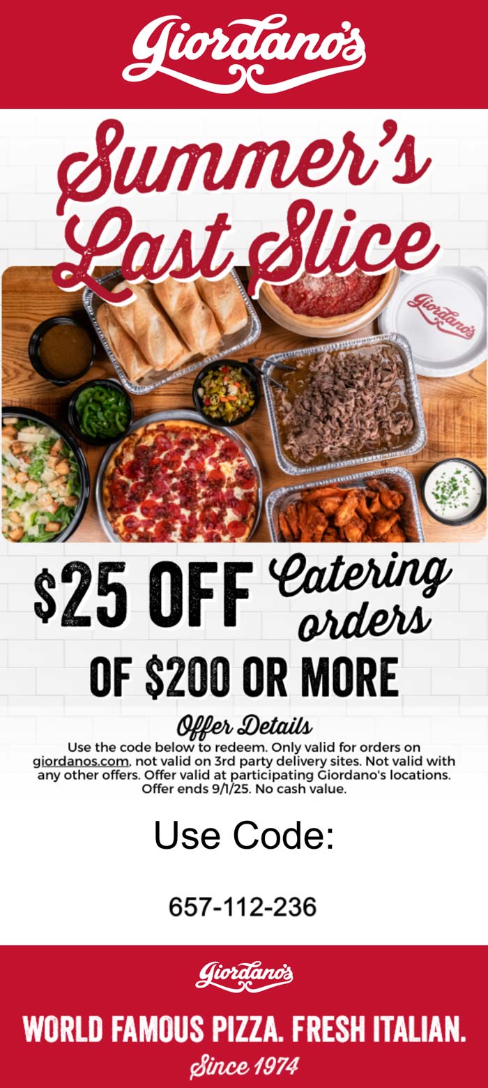 Giordanos coupons & promo code for August 2025