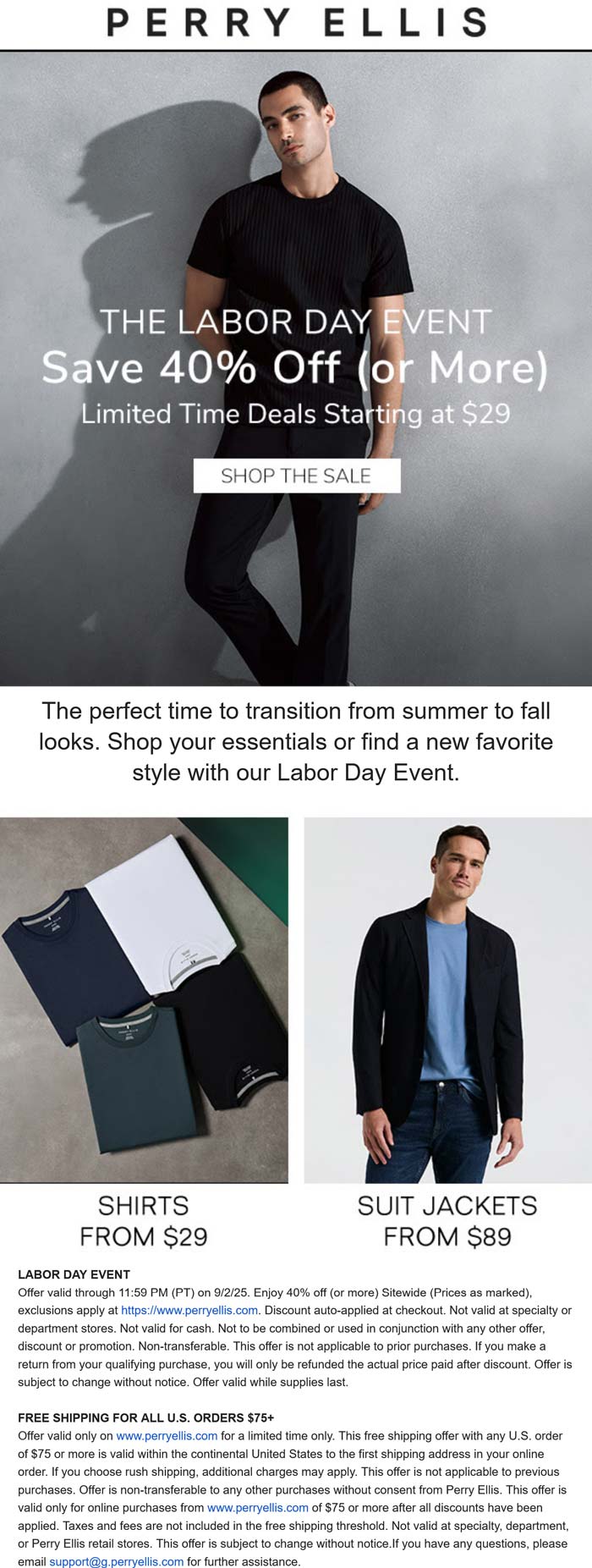 Perry Ellis stores Coupon  40% off & more on everything online at Perry Ellis #perryellis 