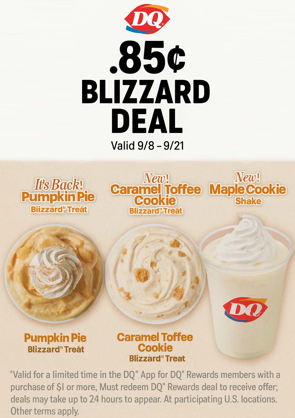 Dairy Queen restaurants Coupon  .85 cent blizzard ice cream on $1 daily at Dairy Queen #dairyqueen 
