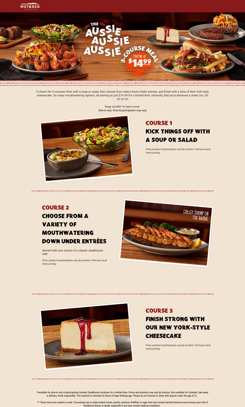 Outback Steakhouse coupons & promo code for August 2025