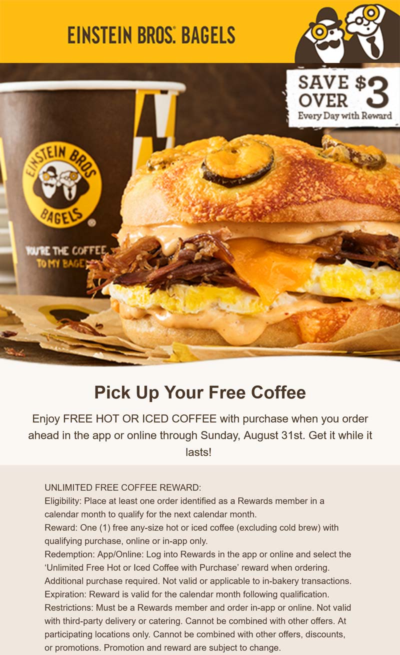 Einstein Bros Bagels coupons & promo code for September 2025