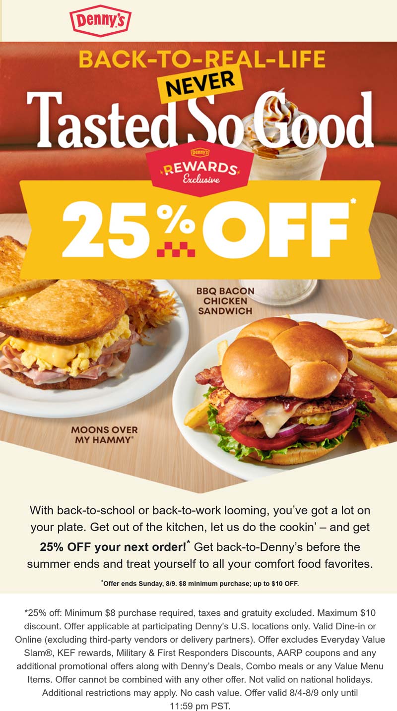 Dennys 25% off at Dennys restaurants #dennys Dennys restaurants Coupon 25% off at Dennys restaurants #dennys