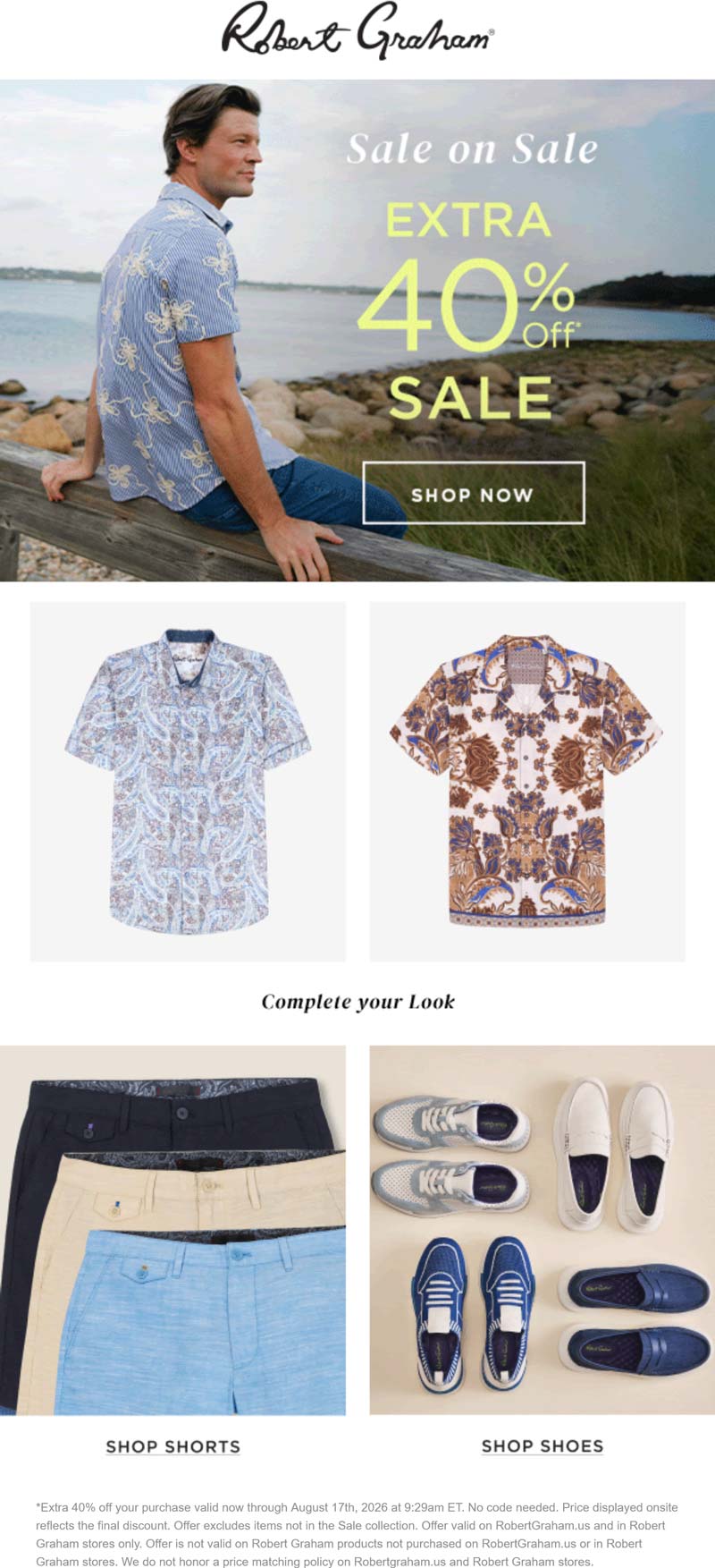 Robert Graham stores Coupon  Extra 40% off sale styles at Robert Graham, ditto online #robertgraham 