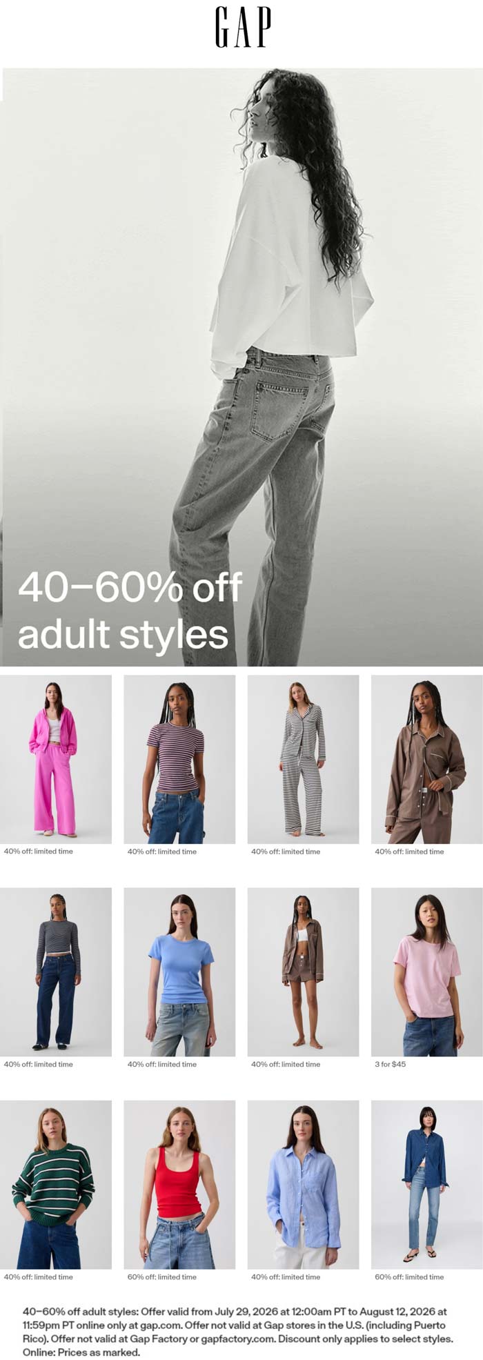 Gap stores Coupon  40-60% off adult styles online at Gap #gap 