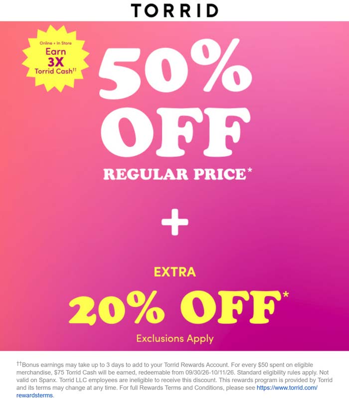 Torrid stores Coupon  70% off online today at Torrid #torrid 