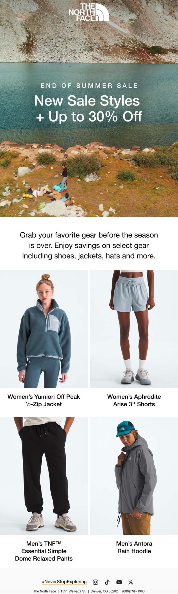 The North Face stores Coupon  20-30% off summer items at The North Face, ditto online #thenorthface 
