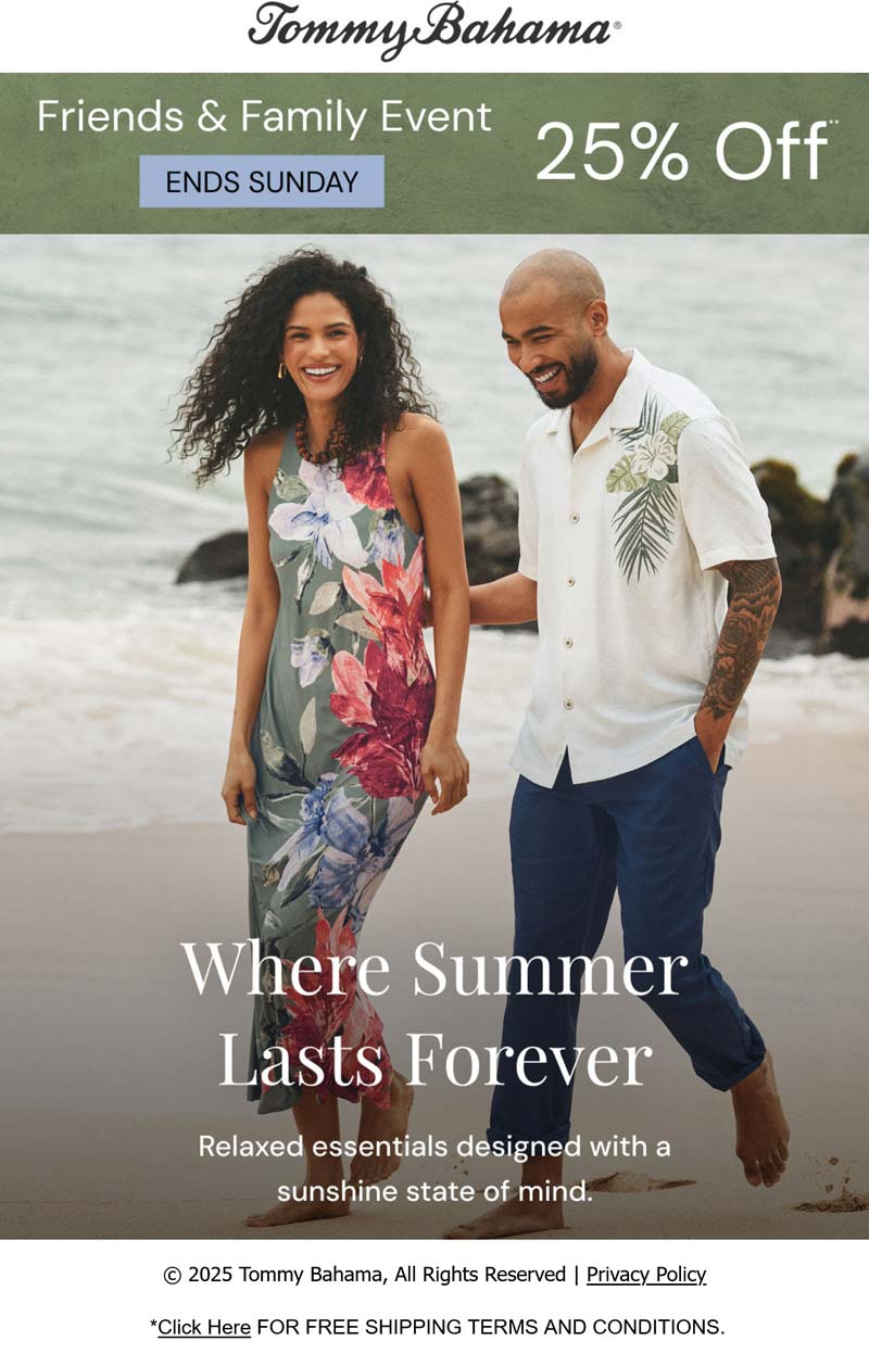 Tommy Bahama 25% off at Tommy Bahama #tommybahama Tommy Bahama stores Coupon 25% off at Tommy Bahama #tommybahama
