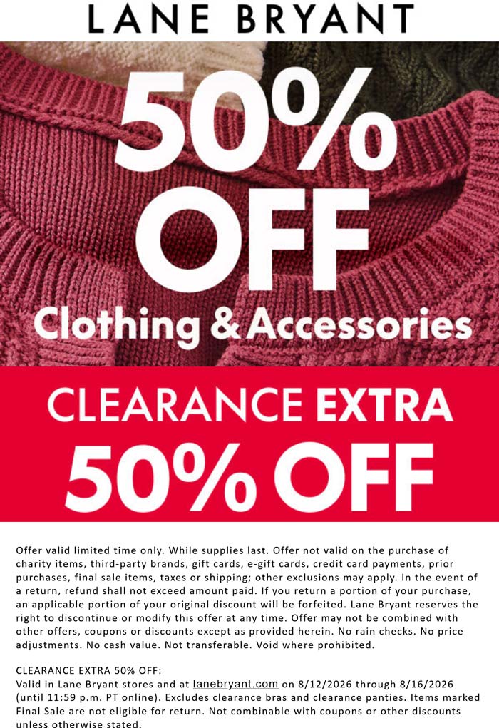 Lane Bryant stores Coupon  50% off at Lane Bryant, ditto online #lanebryant 