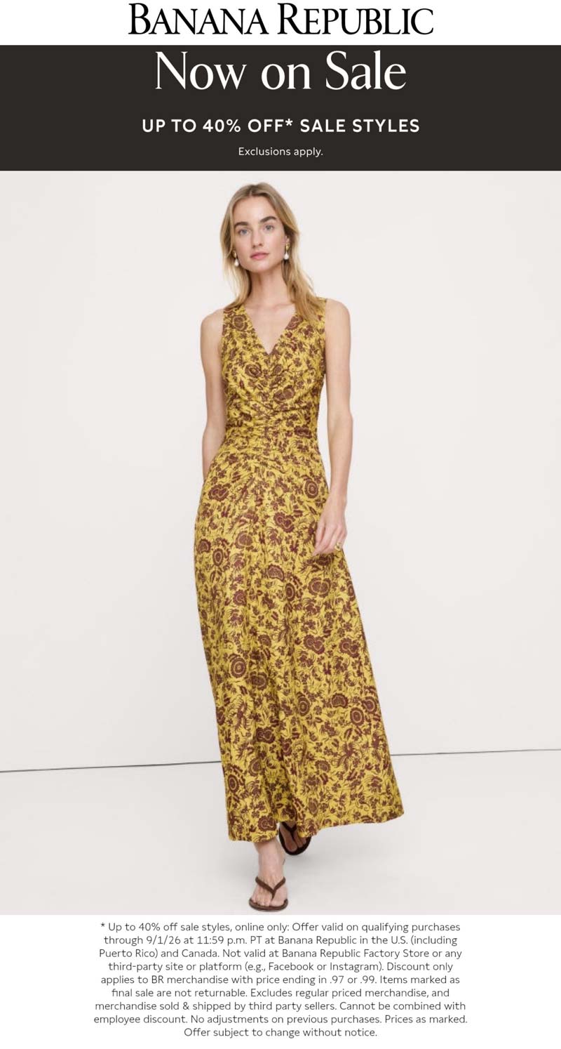 Banana Republic stores Coupon  Extra 20-40% off sale styles at Banana Republic #bananarepublic 