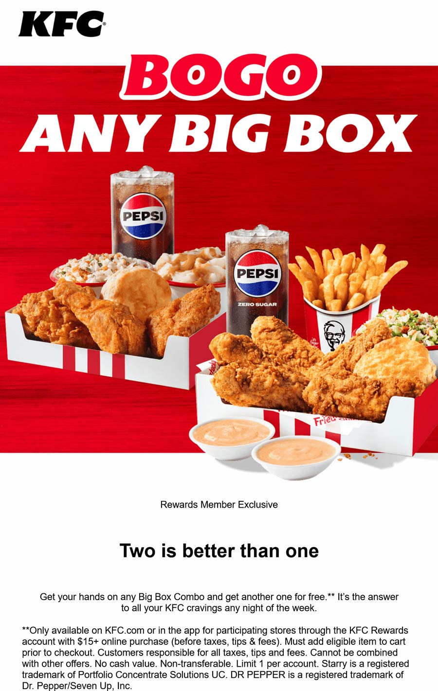 KFC restaurants Coupon  Second chicken big box free online at KFC #kfc 
