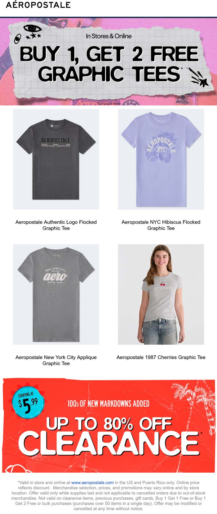 Aeropostale stores Coupon  3-for-1 on graphic tees at Aeropostale, ditto online #aeropostale 