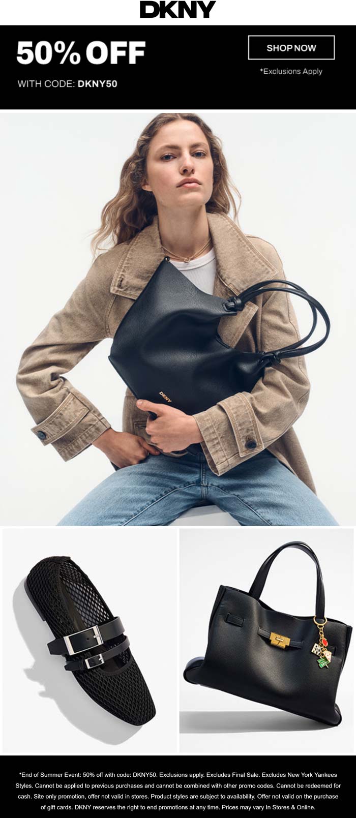 DKNY stores Coupon  50% off summer at DKNY via promo code DKNY50 #dkny 
