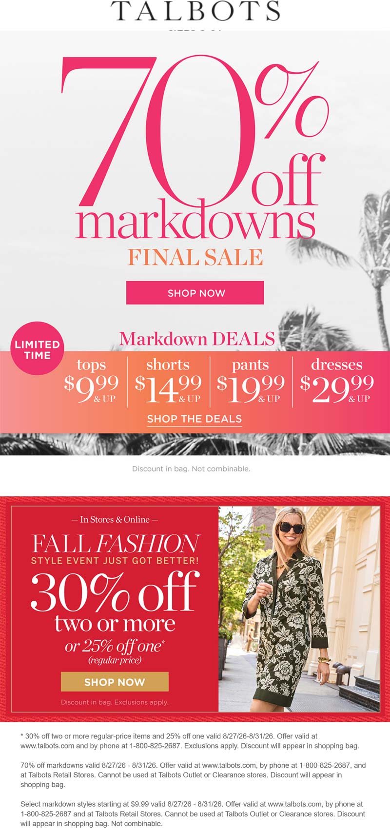 Talbots stores Coupon  70% off sale items & more at Talbots, also online #talbots 