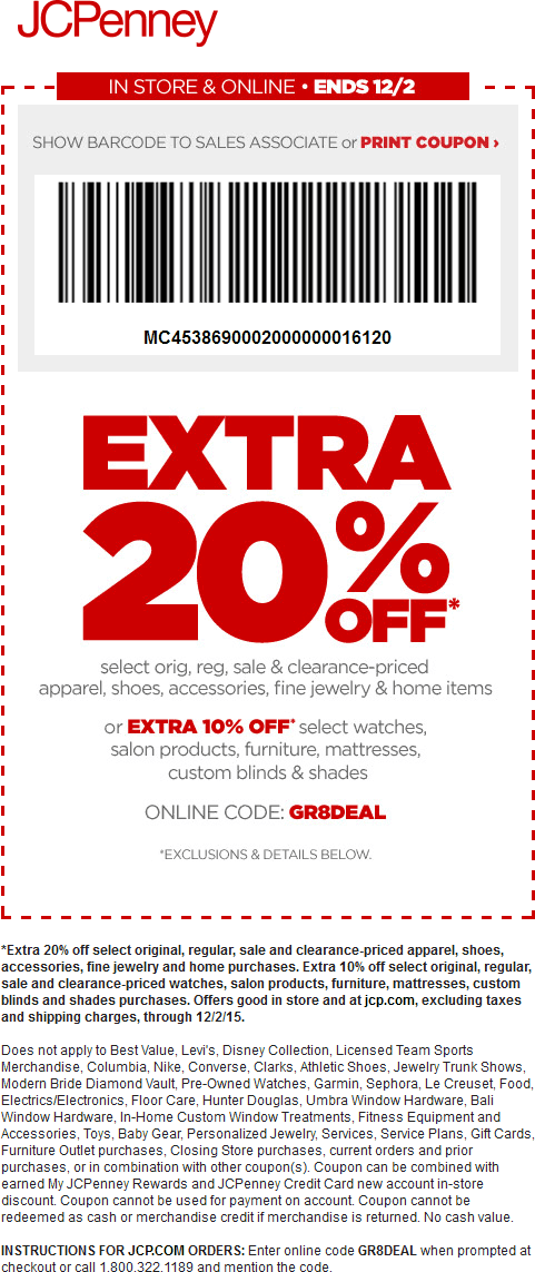 JCPenney Coupon April 2024 Extra 20% off at JCPenney, or online via promo code GR8DEAL