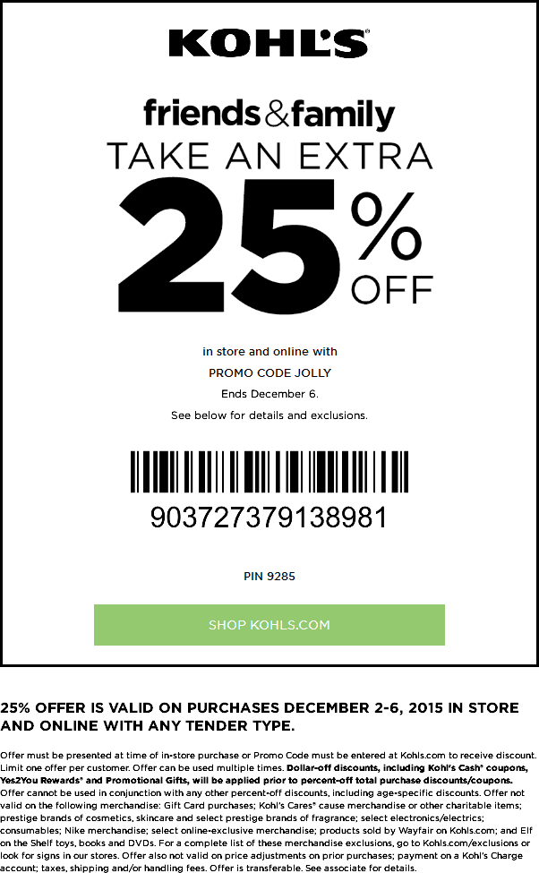 Kohls Coupons In Store Today Printable