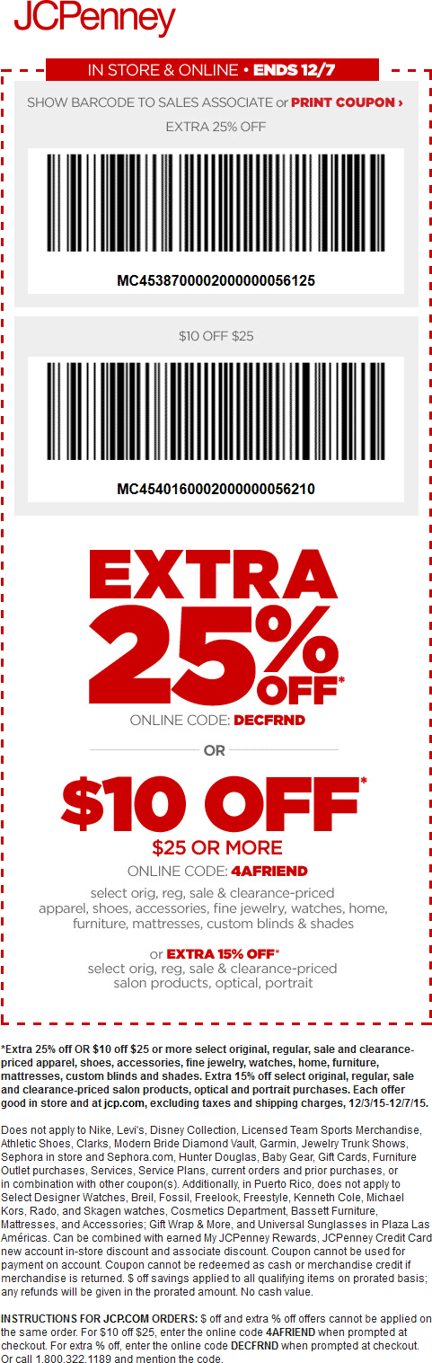 JCPenney Coupon April 2024 Extra 25% off & $10 off $25 at JCPenney, or online via promo code DECFRND
