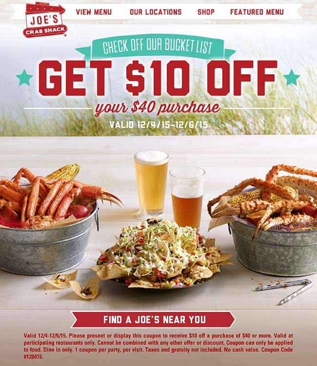 Joes Crab Shack coupons & promo code for [May 2024]