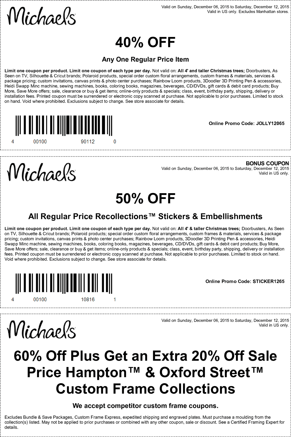 Michaels Coupon April 2024 40% off a single item & more at Michaels, or online via promo code JOLLY12065