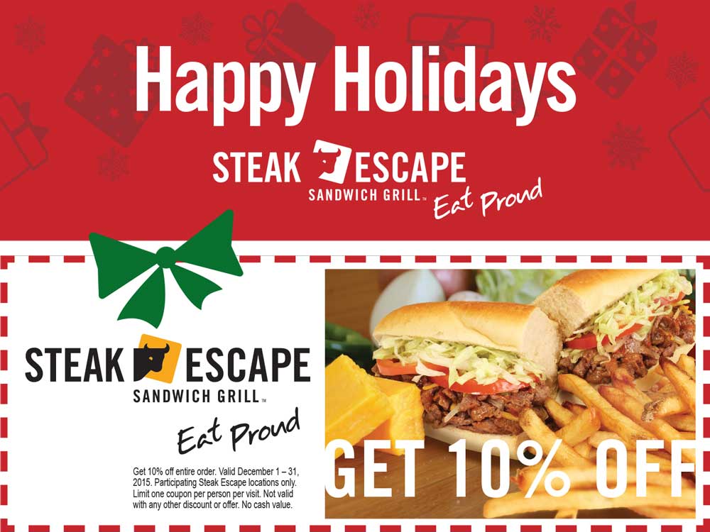 Steak Escape Coupon April 2024 10% off at Steak Escape sandwich grill