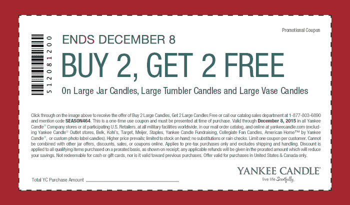 Yankee Candle Coupon March 2024 4-for-2 today at Yankee Candle, or online via promo code SEASON464