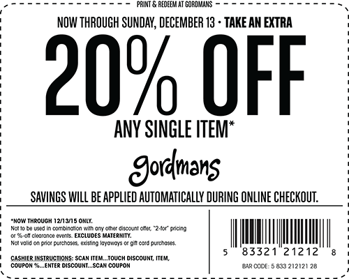 Gordmans Coupon April 2024 20% off a single item at Gordmans