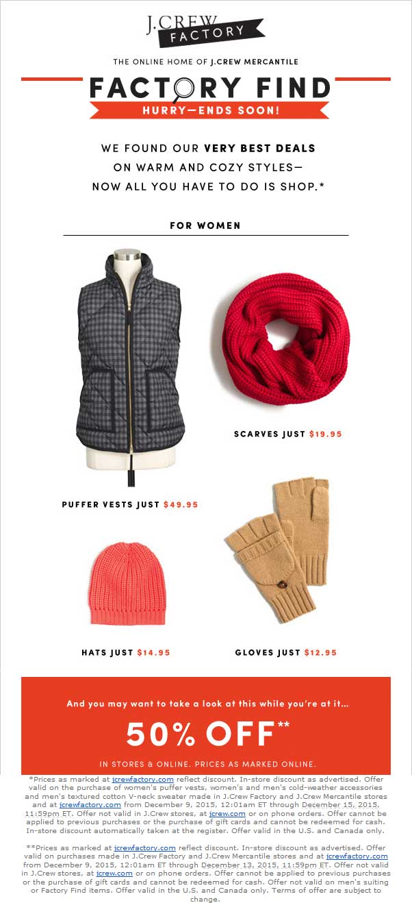 J.Crew Factory Coupon April 2024 Extra 50% off at J.Crew Factory, ditto online