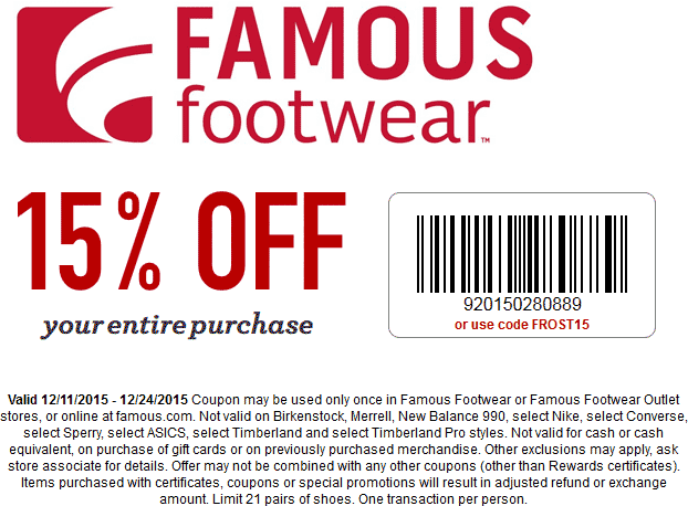 Famous footwear promo on sale