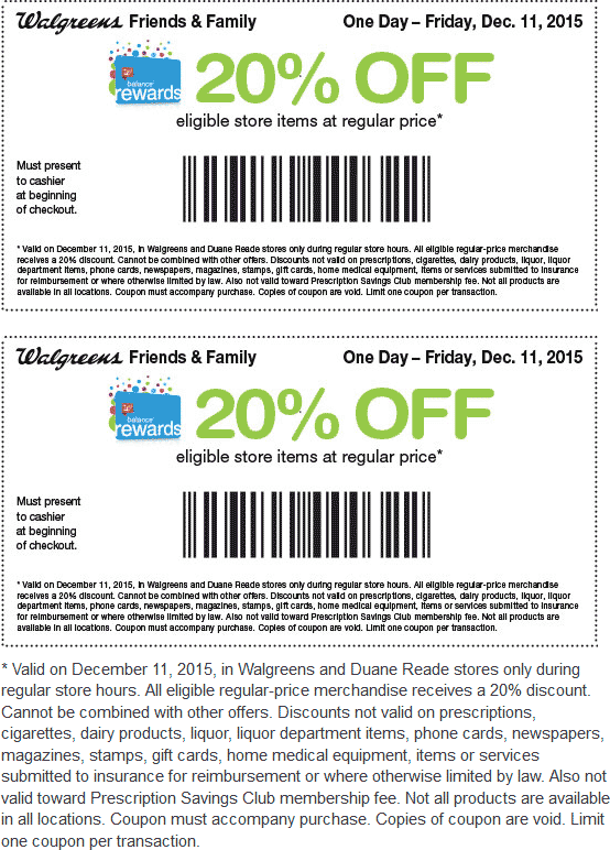 Walgreens Coupon March 2024 20% off today at Walgreens & Duane Reade, or online via promo code SNOW20