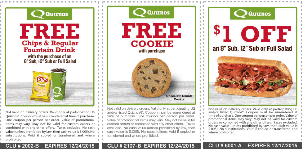 Quiznos coupons & promo code for [May 2024]