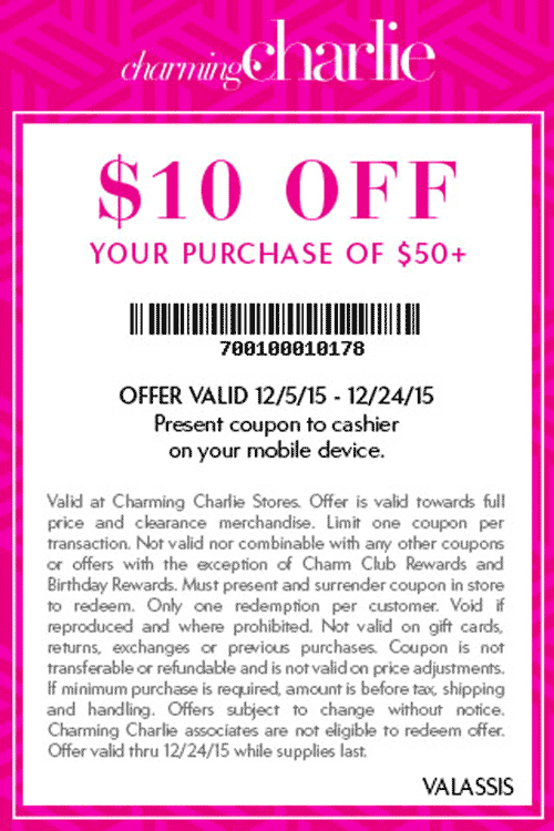 Charming Charlie coupons & promo code for [April 2024]