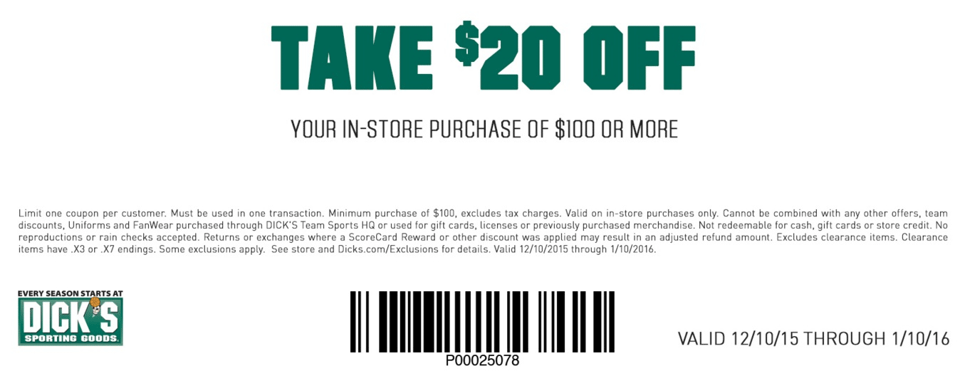 Dicks Coupon April 2024 $20 off $100 at Dicks Sporting Goods