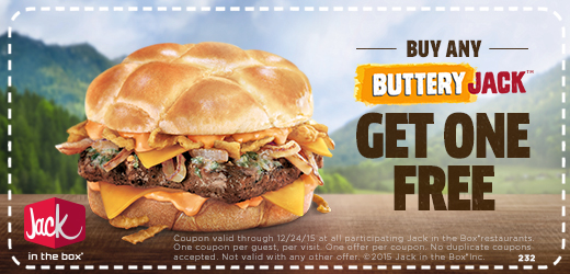 Jack in the Box Coupon April 2024 Second burger free at Jack in the Box