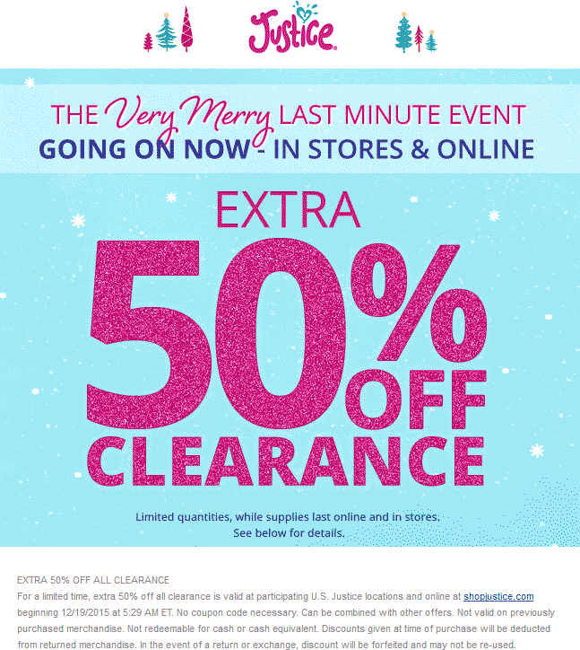 Justice Coupon April 2024 Extra 50% off clearance at Justice, ditto online