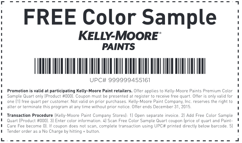 Free Sample: Kelly-Moore paint Coupon April 2024 Free Sample: Kelly-Moore paint