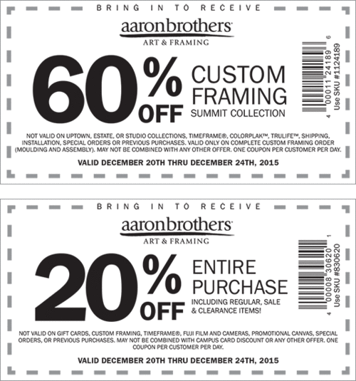 Aaron Brothers Coupon April 2024 Extra 20% off everything at Aaron Brothers