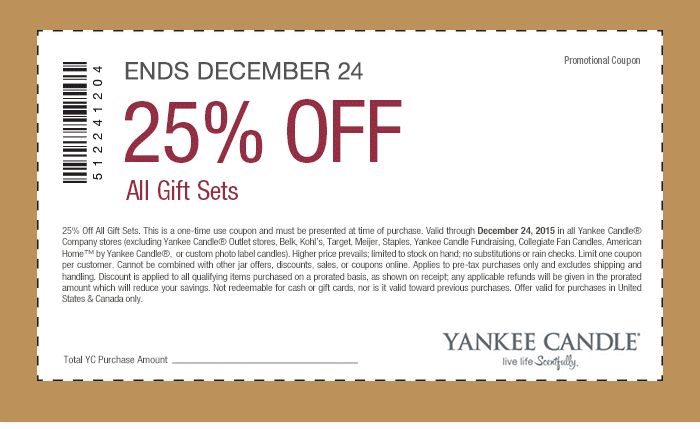 Yankee Candle Coupon April 2024 25% off all gift sets today at Yankee Candle