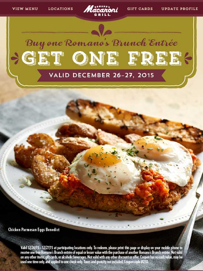 Macaroni Grill Coupon April 2024 Second brunch free today at Macaroni Grill