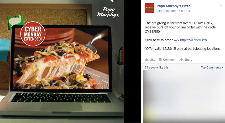 Papa Murphys Coupon April 2024 50% off pizzas online today at Papa Murphys via promo code CYBER50
