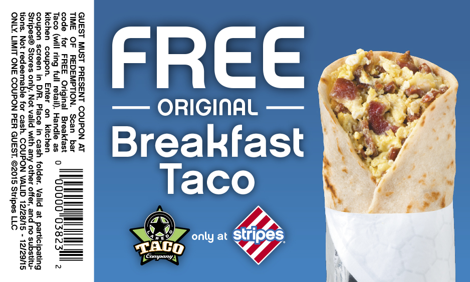 Stripes Coupon April 2024 Free breakfast taco at Stripes gas stations